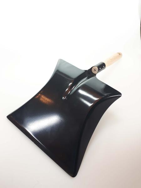 Kehrschaufel Metall schwarz mit Holzgriff